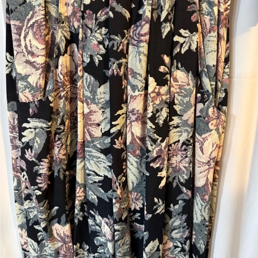 Vintage 90s Floral Midi Dress Union Made USA Size 8 Shoulder Pads - Picture 5 of 15